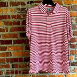 Pro Tour Red & White Striped Polyester Collared Golf Shirt Size Medium NEW